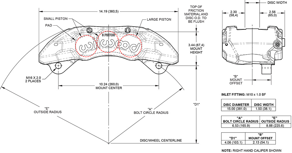 Dimensions for the TX6-DM Forged Lug Mount 