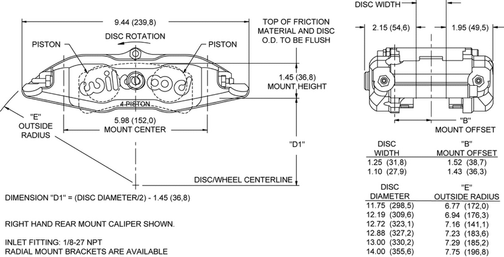 Wilwood Disc Brakes - Caliper Part No: 120-8501-R