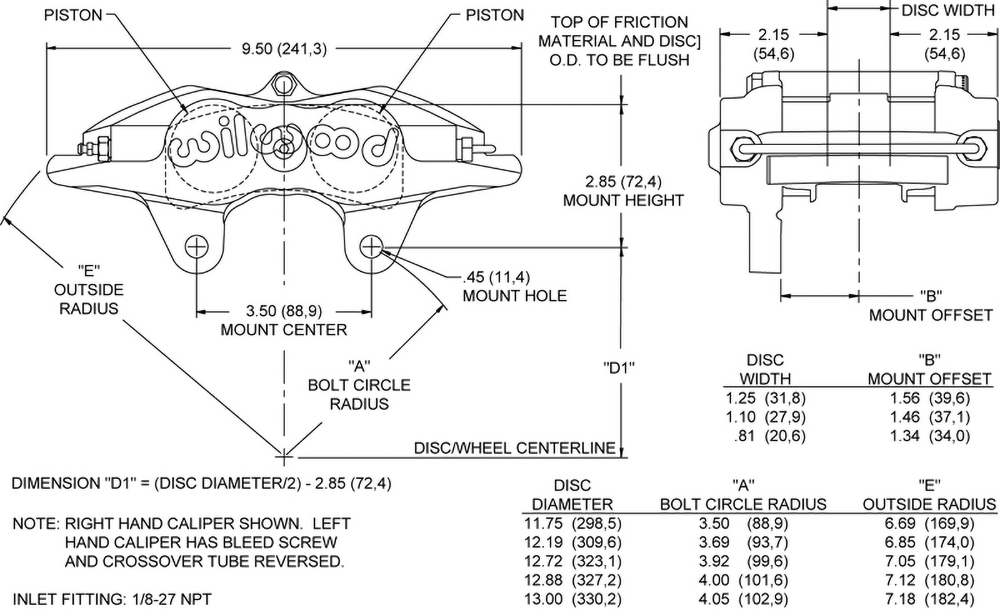 Wilwood Disc Brakes - Caliper Part No: 120-9579-FS