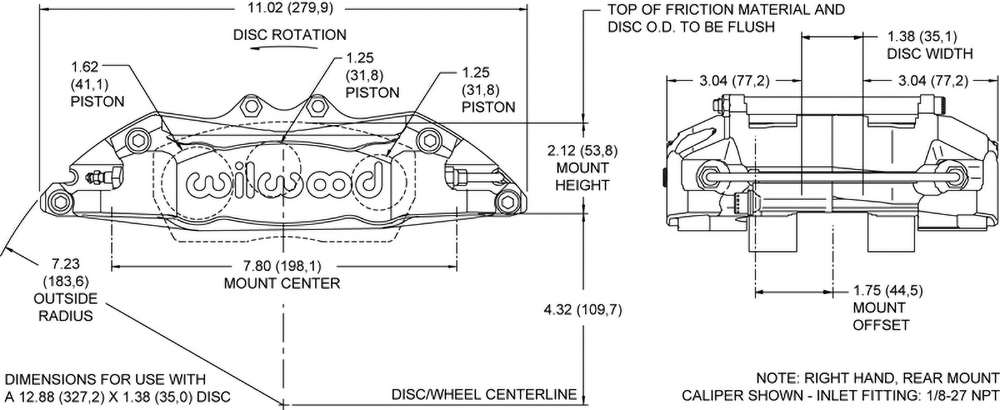 Wilwood Disc Brakes - Caliper Part No: 120-7605-FS