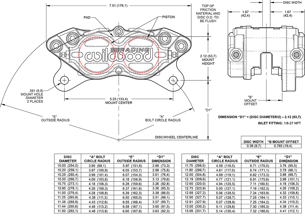 Forged XRD Lug Mount Caliper Drawing