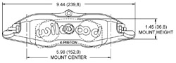 Dimensions for the Billet Narrow Superlite 4-Race