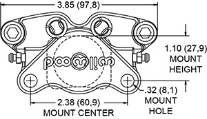 Dimensions for the GP200 Caliper