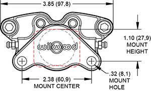 Dimensions for the GP200 Caliper