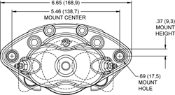 Dimensions for the D154-Dust Seal Single Piston Floater