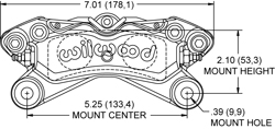 Dimensions for the Forged Dynapro Lug Mount LP-Dust Seal