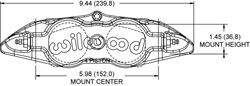 Dimensions for the Forged Narrow Superlite 4 Radial Mount