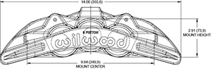 Dimensions for the SX6R Radial Mount