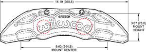 Dimensions for the TX4R Forged Radial Mount 