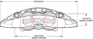 Dimensions for the Forged XRS4R Radial Mount