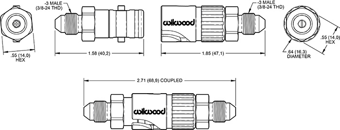 Wilwood No-Bleed Quick Disconnect Fitting Kit Drawing