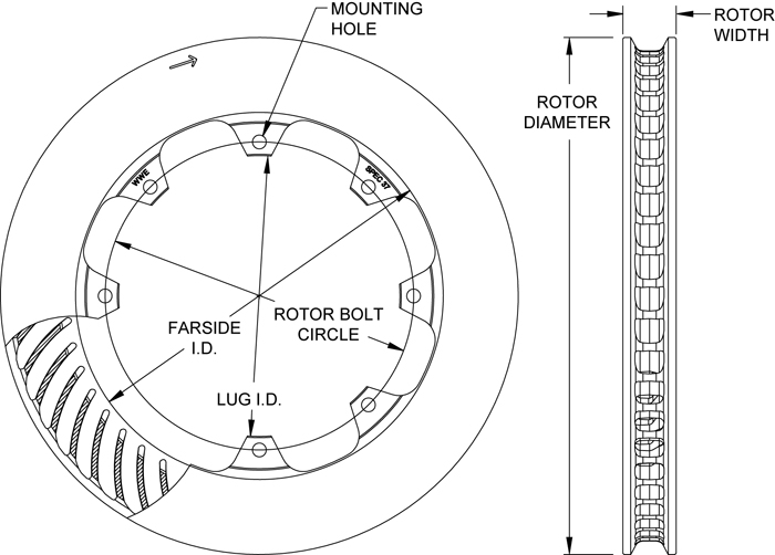 HD 48 Curved Vane Rotor Dimension Diagram