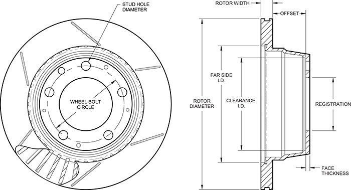 GT Vented Rotor & Hat Drawing