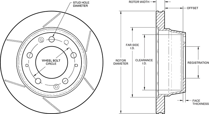 GT Vented Rotor & Hat Drawing