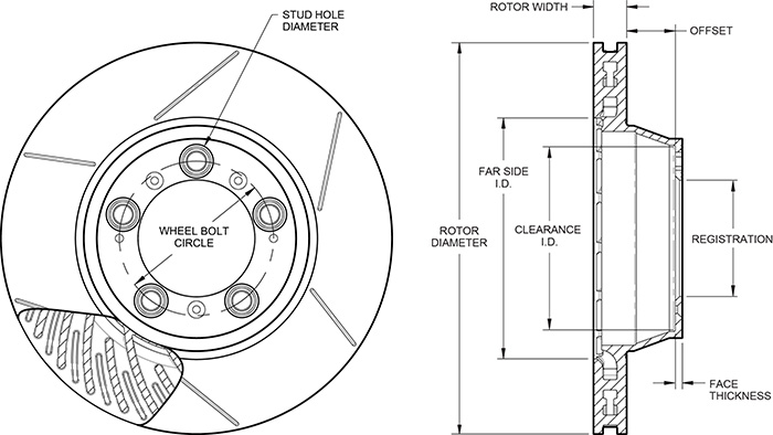 GT Vented Rotor & Hat Drawing