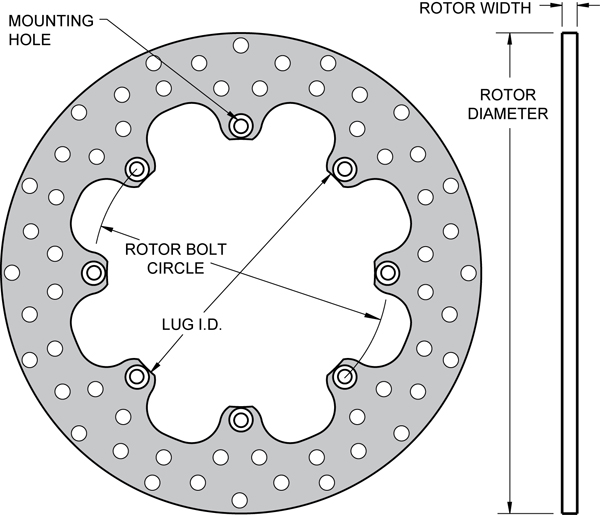 Super Alloy Drilled Rotor Drawing