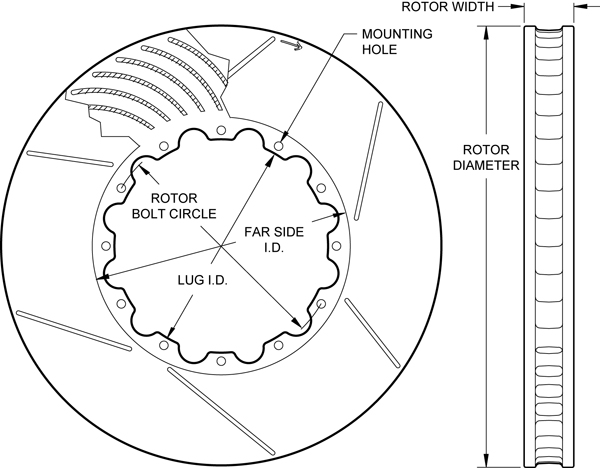 GT 60 Curved Vane Rotor Dimension Diagram