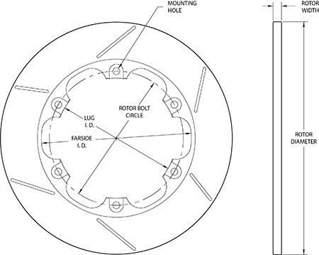 GT Solid Iron Rotor Dimension Diagram