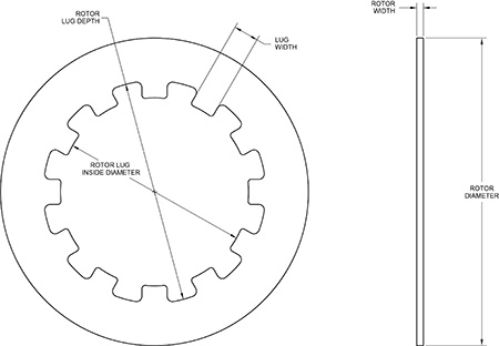 Solid Steel Rotor Dimension Diagram