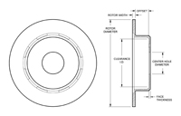 Ultralite HP Solid Rotor & Hat Dimension Diagram