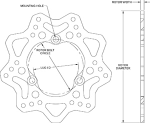 Drilled Steel Scalloped Rotor Drawing
