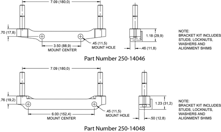 Mount Dimensions for the AV6R Radial Mount
