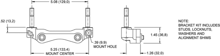 Mount Dimensions for the Powerlite 2R Radial Mount