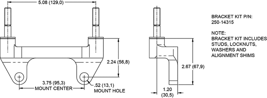 Mount Dimensions for the Powerlite Radial Mount