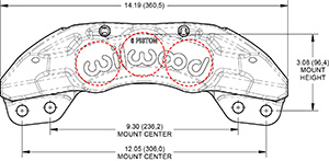 TX6-DM Forged Lug Mount Caliper Drawing