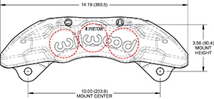 TX6-DM Forged Lug Mount Caliper Drawing