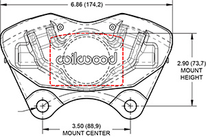 D45 Front Dual Piston Caliper Caliper Drawing