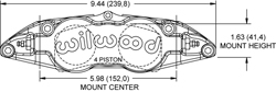 Forged Superlite 4 Radial Mount Caliper Drawing