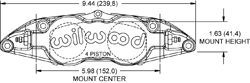 Forged Superlite 4 Radial Mount Caliper Drawing