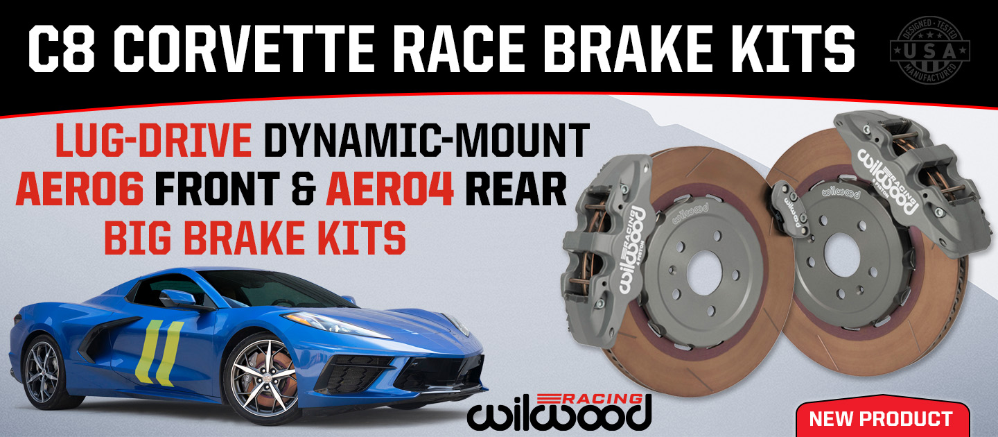 C8 Racing Corvette with Wilwood Lug-Drive Burnished Race Brake Kits